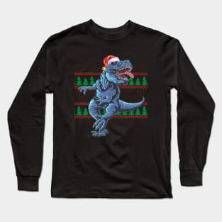 Dinosaur Ugly Christmas Sweater Long Sleeve T-Shirt